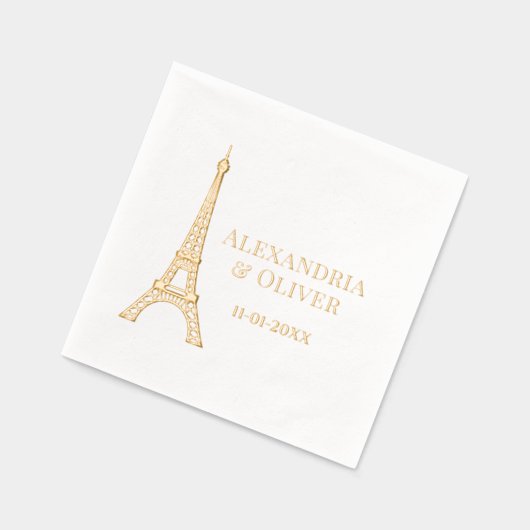 Eiffeltoren #2D Parijs Frankrijk bruidspaar Folie Servetten (Links)