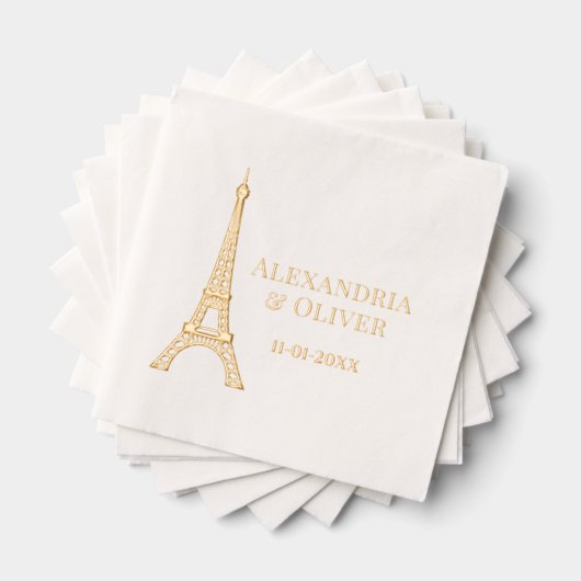 Eiffeltoren #2D Parijs Frankrijk bruidspaar Folie Servetten (Insitu (Gestapeld))