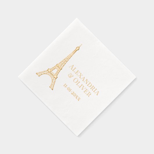 Eiffeltoren #2D Parijs Frankrijk bruidspaar Folie Servetten (Rechts)