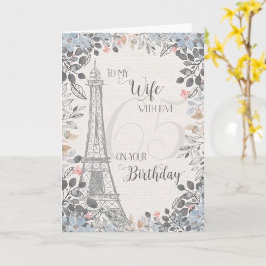 Eiffeltoren, 65e verjaardag kaart (Gele Bloem)