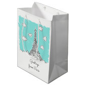 Eiffeltoren aangepaste tekst geschenkzak medium cadeauzakje (Voorkant Gekanteld)