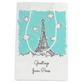 Eiffeltoren aangepaste tekst geschenkzak medium cadeauzakje (Achterkant)