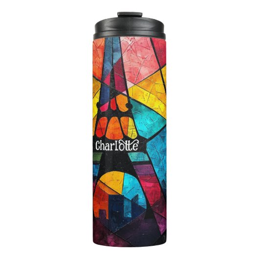 Eiffeltoren: Abstract, Glas in lood Art Thermosbeker (Voorkant)