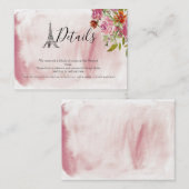 Eiffeltoren Aquarel Huwelijksdetails kaart (Voorkant / Achterkant)