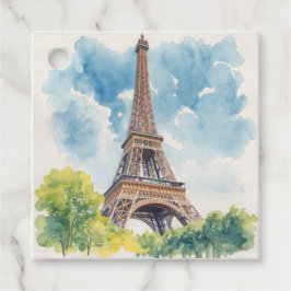 Eiffeltoren Aquarel Parijs Frankrijk Geschilderd Bedankjes Labels