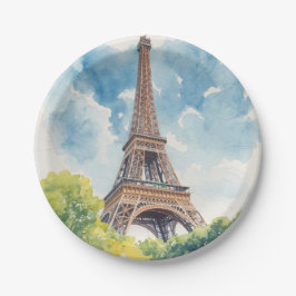 Eiffeltoren Aquarel Parijs Frankrijk Geschilderd Papieren Bordje
