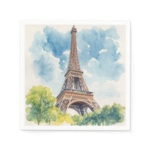 Eiffeltoren Aquarel Parijs Frankrijk Geschilderd