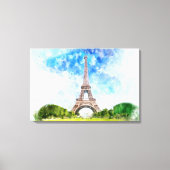 Eiffeltoren Aquarel Parijs Silhouet Kunstprint Canvas Afdruk (Voorkant)