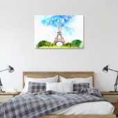 Eiffeltoren Aquarel Parijs Silhouet Kunstprint Canvas Afdruk (Insitu (Slaapkamer))
