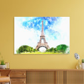 Eiffeltoren Aquarel Parijs Silhouet Kunstprint Canvas Afdruk (Insitu (Woonkamer))