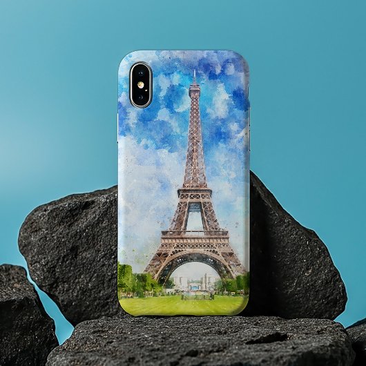 Eiffeltoren Aquarel Parijs Silhouet Kunstprint Case-Mate iPhone Case