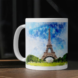 Eiffeltoren Aquarel Parijs Silhouet Kunstprint Koffiemok