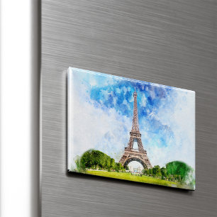 Eiffeltoren Aquarel Parijs Silhouet Kunstprint Magneet