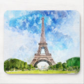 Eiffeltoren Aquarel Parijs Silhouet Kunstprint Muismat (Voorkant)