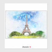 Eiffeltoren Aquarel Parijs Silhouet Kunstprint Sticker (Vel)