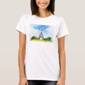 Eiffeltoren Aquarel Parijs Silhouet Kunstprint T-shirt (Voorkant)