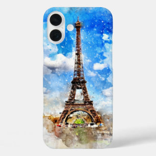 Eiffeltoren aquarelschildering iPhone 16 plus hoesje
