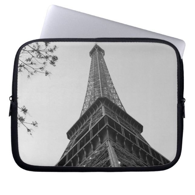 Eiffeltoren b/w laptop sleeve (Voorkant)