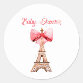Eiffeltoren Baby shower van Parijs Ronde Sticker (Voorkant)