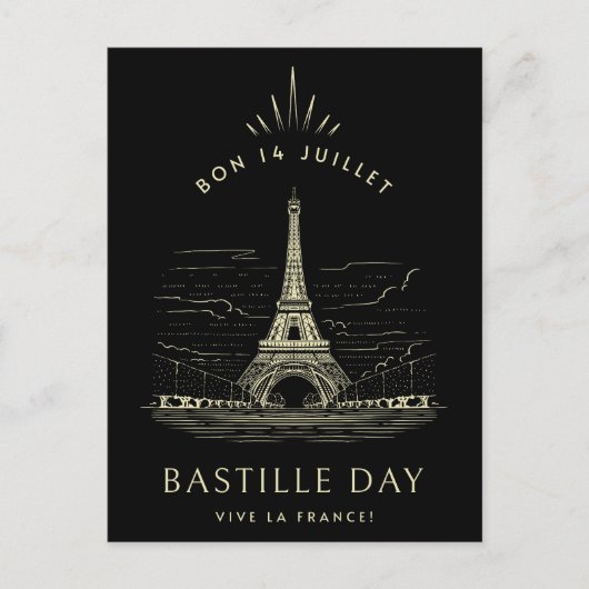  Eiffeltoren Bastille Day Briefkaart (Voorkant)