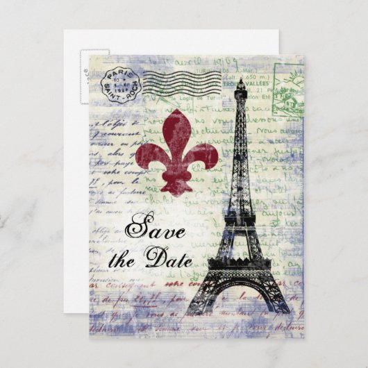 Eiffeltoren Bewaar de datum Briefkaart (Voorkant / Achterkant)