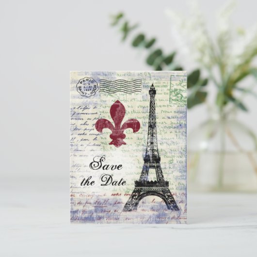 Eiffeltoren Bewaar de datum Briefkaart (Staand voorkant)