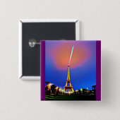 Eiffeltoren bij het nachtschilderen vierkante button 5,1 cm (Voorkant /achterkant)