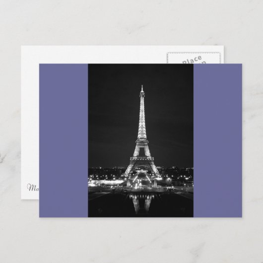 Eiffeltoren bij nacht - B/W Briefkaart (Voorkant / Achterkant)