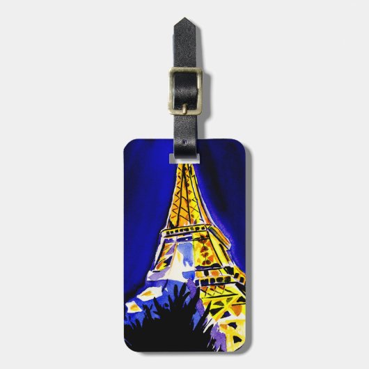 Eiffeltoren bij nacht Bagagelabel (Voorkant verticaal)