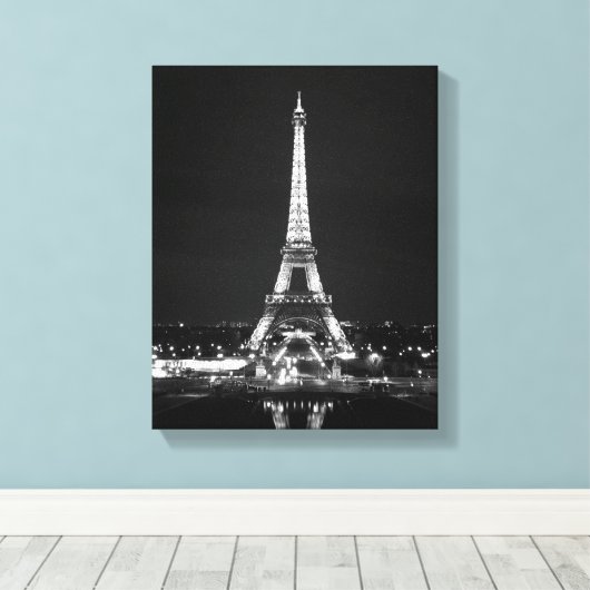 Eiffeltoren bij nacht canvas afdruk (Insitu (Houten vloer))