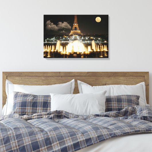 Eiffeltoren bij nacht canvas afdruk (Insitu (Slaapkamer))