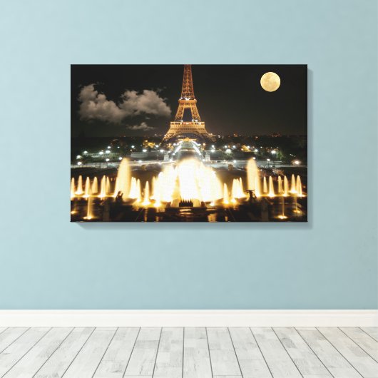 Eiffeltoren bij nacht canvas afdruk (Insitu (Houten vloer))
