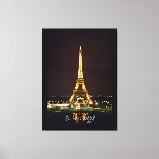 Eiffeltoren bij nacht op verwaterd Canvas Afdruk (Voorkant)