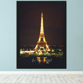 Eiffeltoren bij nacht op verwaterd Canvas Afdruk (Insitu (Houten vloer))