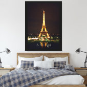 Eiffeltoren bij nacht op verwaterd Canvas Afdruk (Insitu (Slaapkamer))