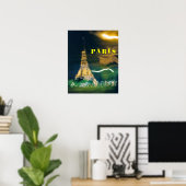 Eiffeltoren bij nacht poster (Thuiskantoor)