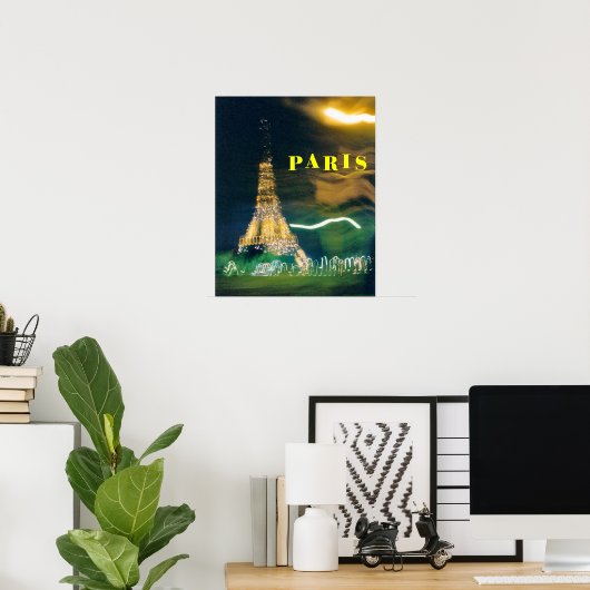 Eiffeltoren bij nacht poster (Thuiskantoor)