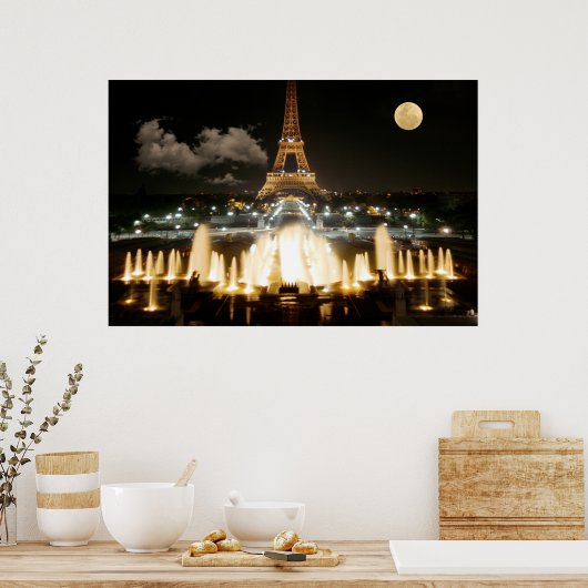 Eiffeltoren bij nacht poster (Keuken)