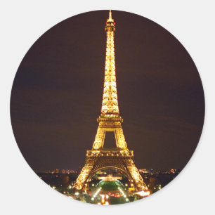 Eiffeltoren bij nacht ronde sticker