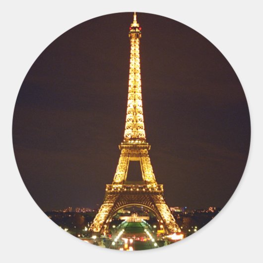 Eiffeltoren bij nacht ronde sticker (Voorkant)