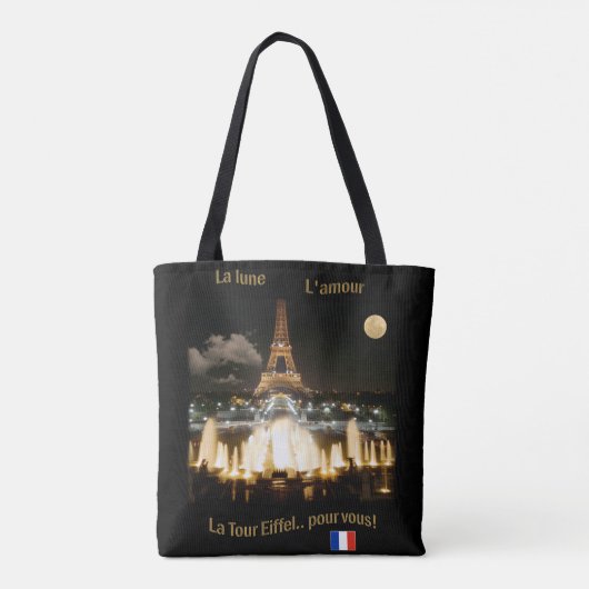 Eiffeltoren bij nacht tote bag (Achterkant)