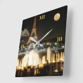 Eiffeltoren bij nacht vierkante klok (Hoek)