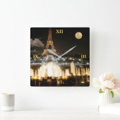 Eiffeltoren bij nacht vierkante klok (Huis)