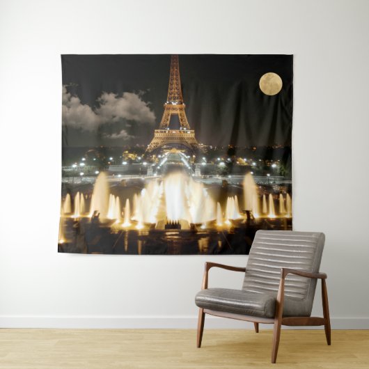 Eiffeltoren bij nacht. wandkleed (In Situ (horizontaal))