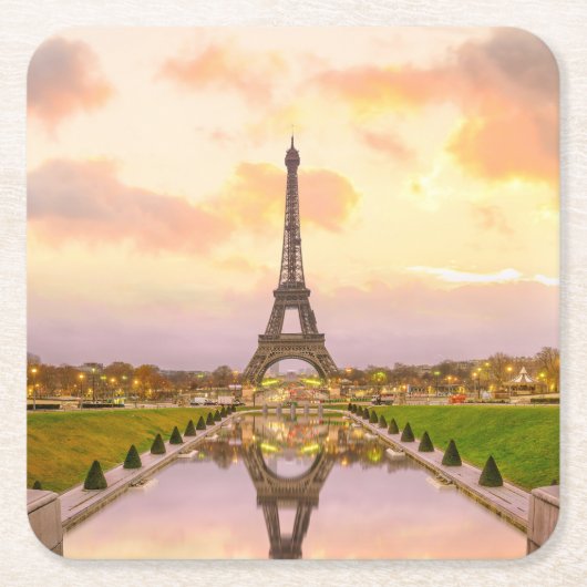 Eiffeltoren bij Sunrise van Trocadero Fonteinen Kartonnen Onderzetters (Voorkant)