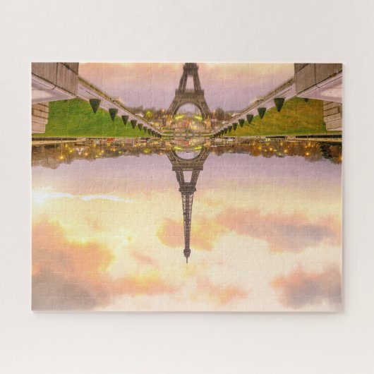 Eiffeltoren bij Sunrise van Trocadero Fonteinen Legpuzzel (Horizontaal)