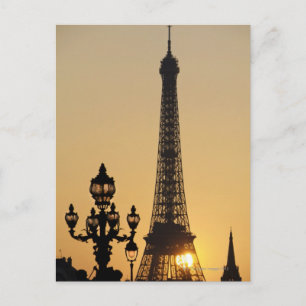 Eiffeltoren bij zonsondergang briefkaart