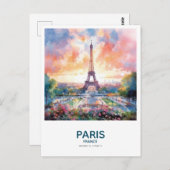 Eiffeltoren bij zonsondergang - Parijs, Frankrijk Briefkaart (Voorkant / Achterkant)