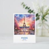 Eiffeltoren bij zonsondergang Save the Date Briefkaart (Staand voorkant)