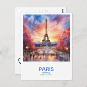 Eiffeltoren bij zonsondergang Save the Date Briefkaart (Voorkant / Achterkant)